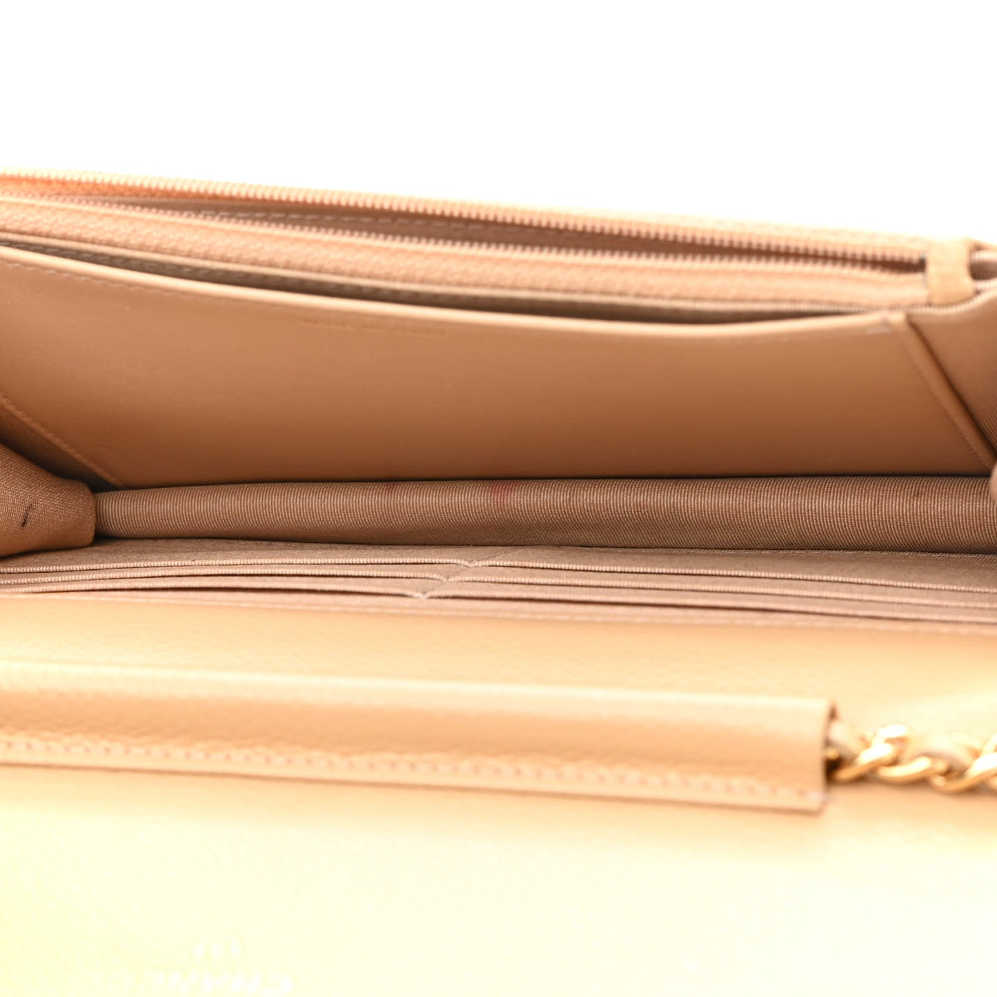 Caviar Quilted Wallet On Chain WOC Beige