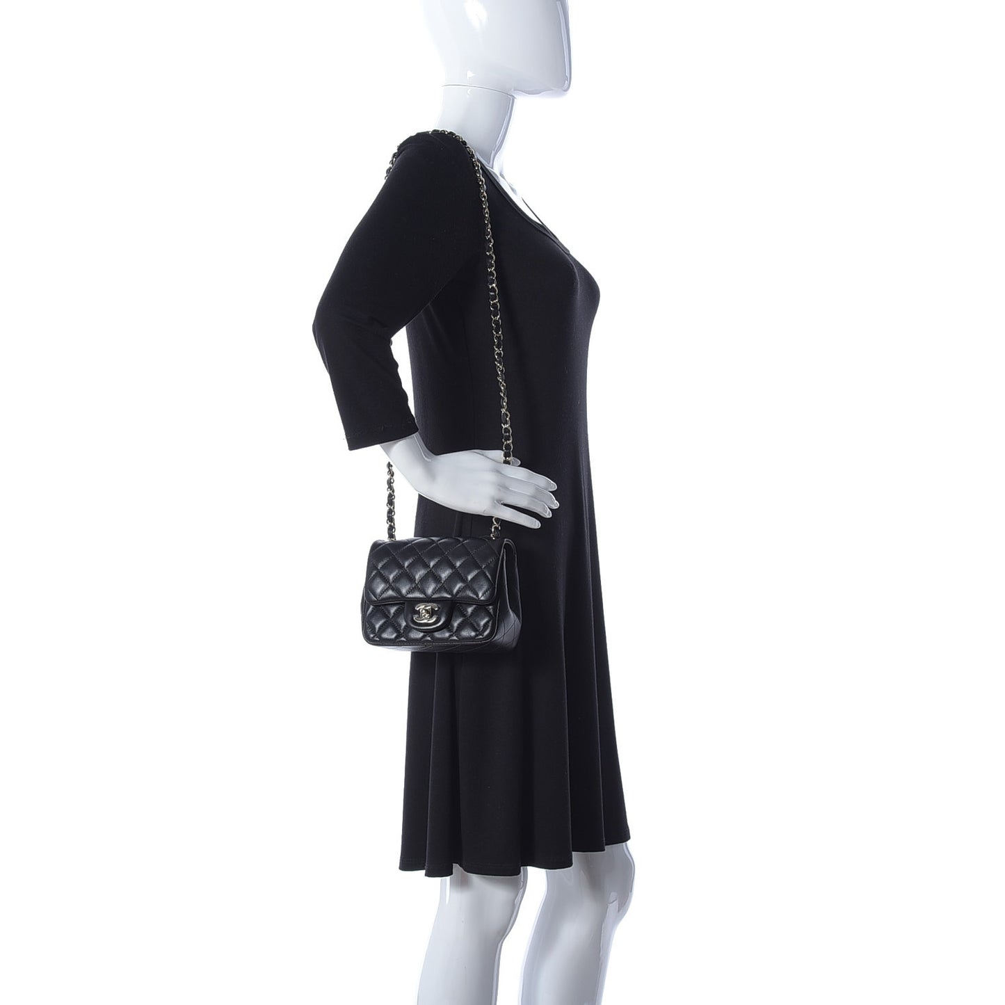 Lambskin Quilted Mini Square Flap Black