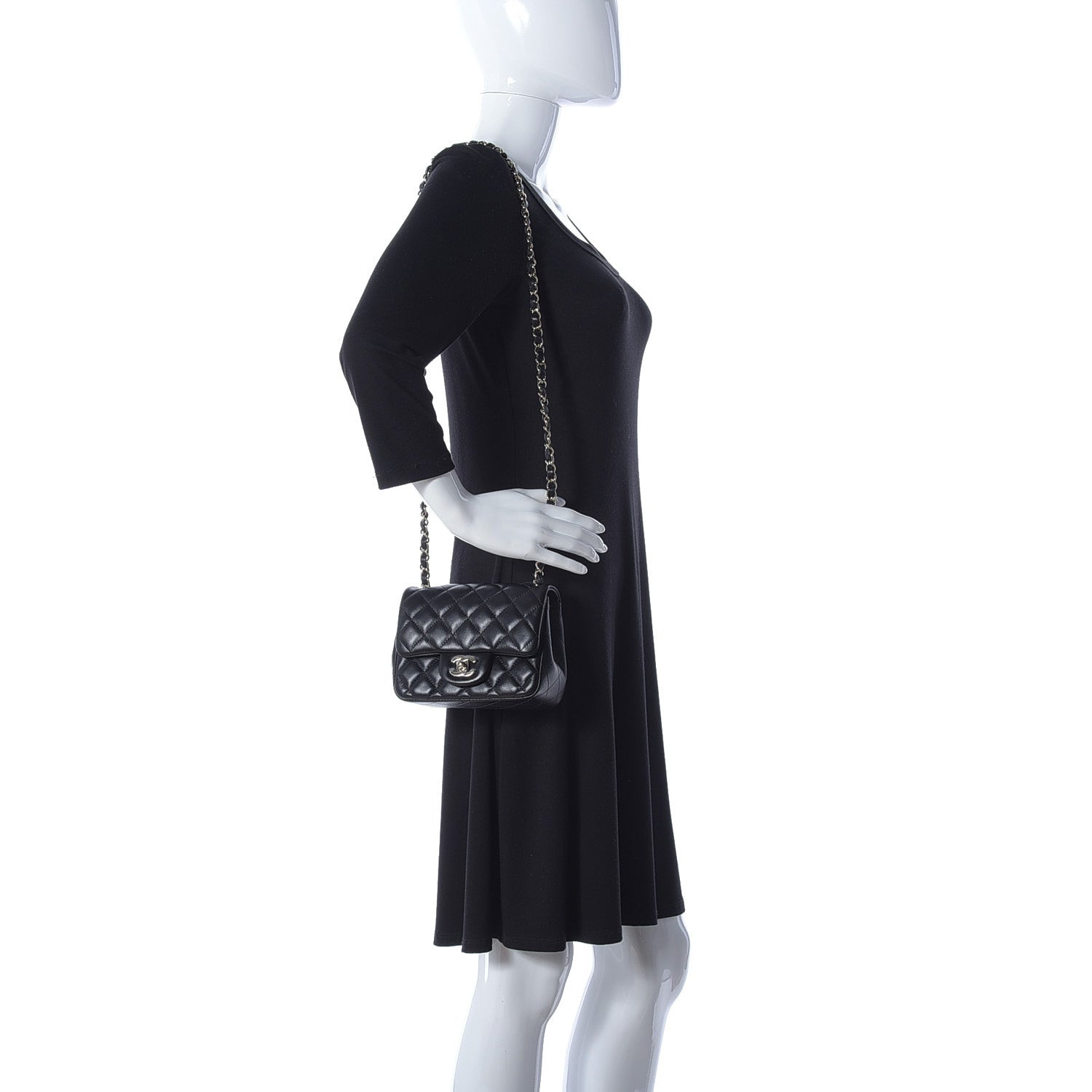 Chanel Lambskin Quilted Mini Square Flap Black 2 of 11