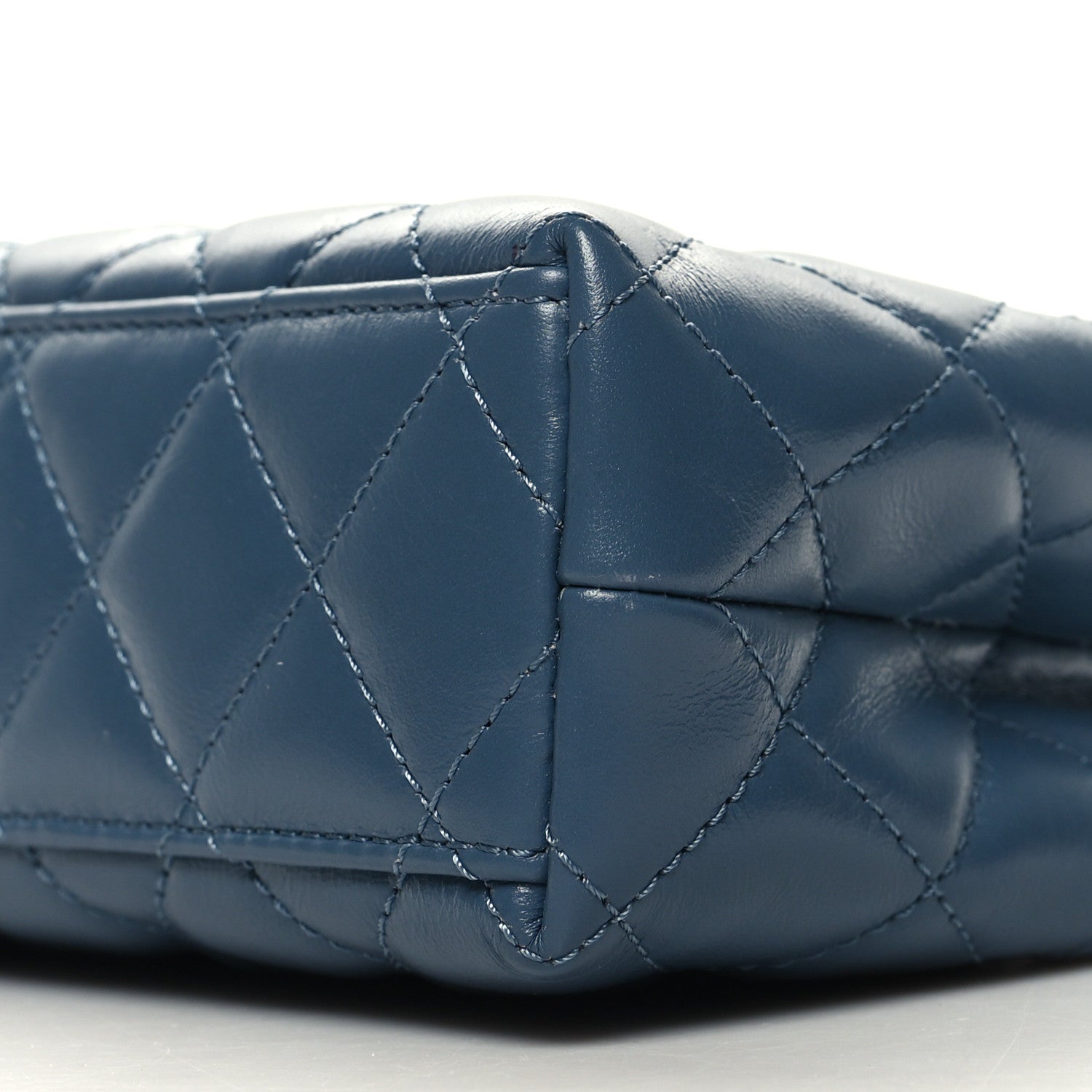 Chanel Shiny Aged Calfskin Quilted Nano Kelly Shopper Dark Blue 10 of 11