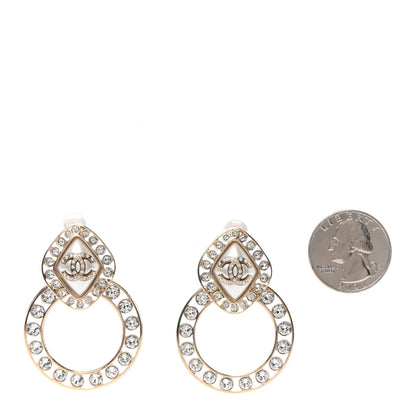 Chanel Crystal Pearl CC Round Clip On Earrings Gold 2 of 4