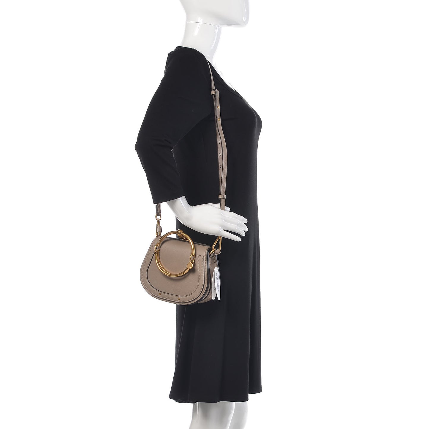 Calfskin Suede Small Nile Bracelet Bag Motty Grey