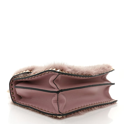 Valentino Garavani Mink Fur Rockstud Shoulder Bag Antique Rose 4 of 10