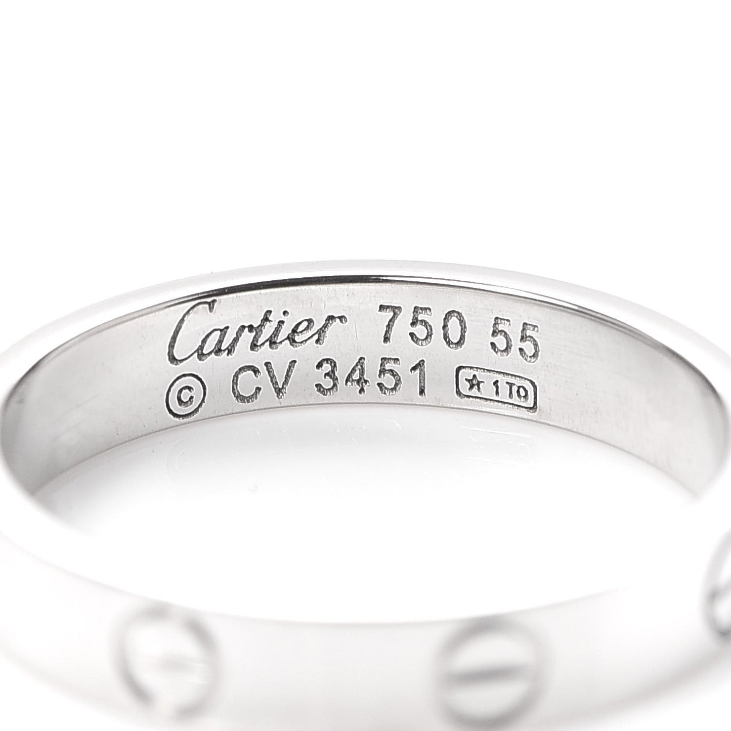 18K White Gold 3.5mm LOVE Wedding Band Ring 55 7.25