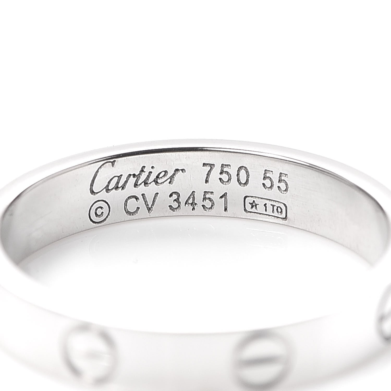 Cartier 18K White Gold 3.5mm LOVE Wedding Band Ring 55 7.25 4 of 4