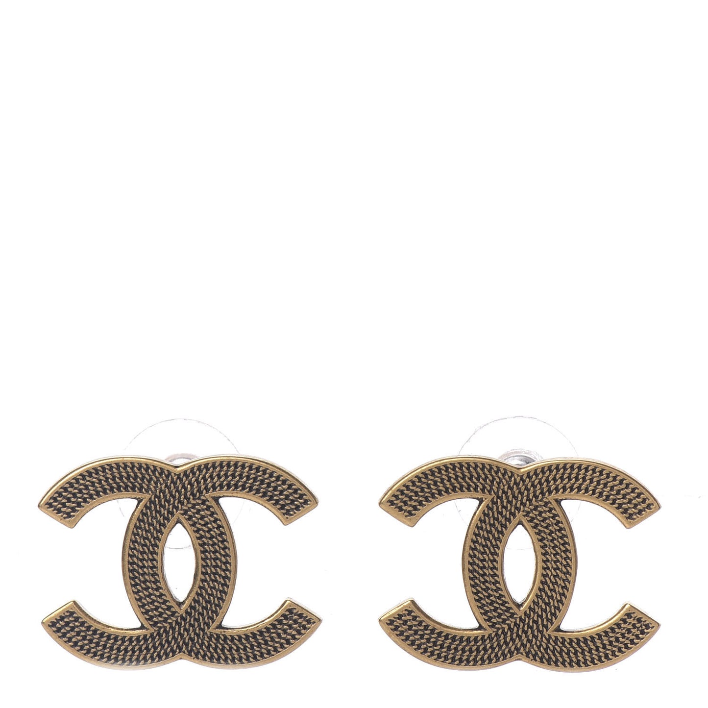 Metal CC Chain Earrings Gold