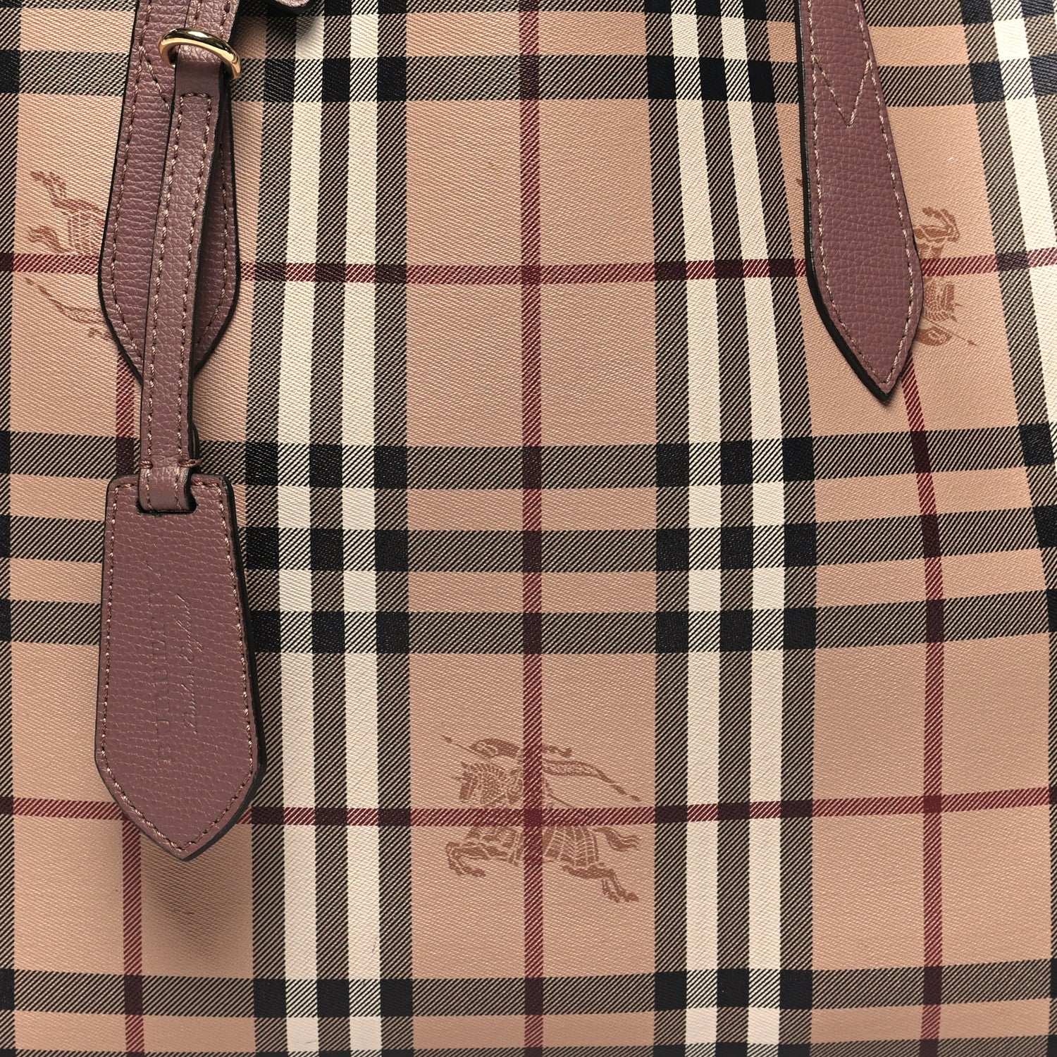 Burberry Grainy Calfskin Haymarket Check Medium Reversible Tote Light Elderberry 8 of 21