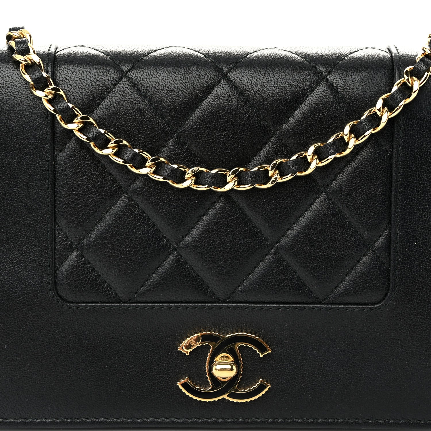 Chanel Sheepskin Quilted Mini Vintage Mademoiselle Wallet On Chain WOC Black 9 of 13