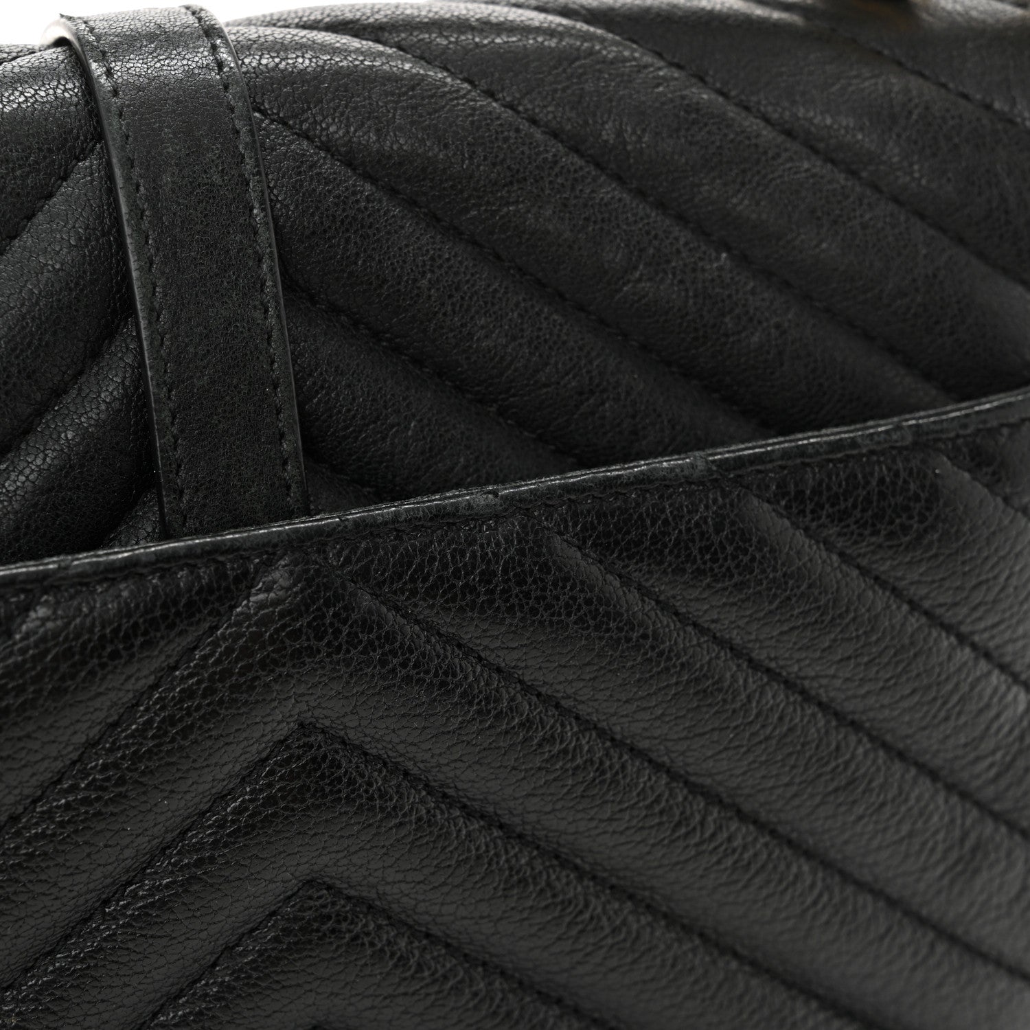 Saint Laurent Sheepskin Matelasse Chevron Monogram Medium College Bag Black 18 of 19