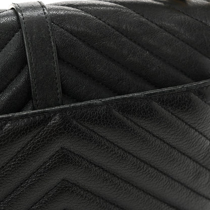 Saint Laurent Sheepskin Matelasse Chevron Monogram Medium College Bag Black 18 of 19