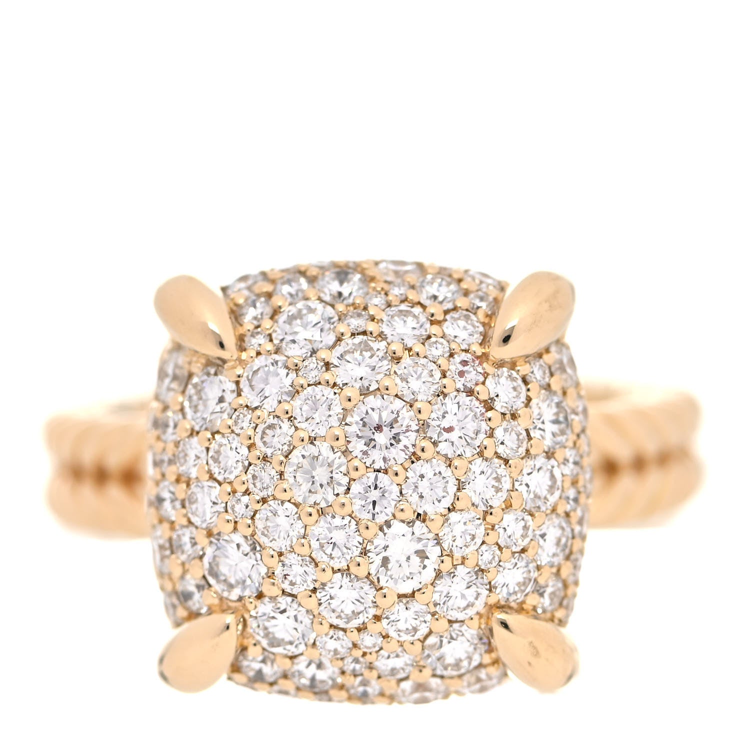 David Yurman 18K Yellow Gold Diamond 14mm Chatelaine Ring 54 7 1 of 6
