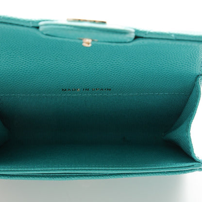 Chanel Caviar Quilted Flap Card Holder Turquoise 5 of 8