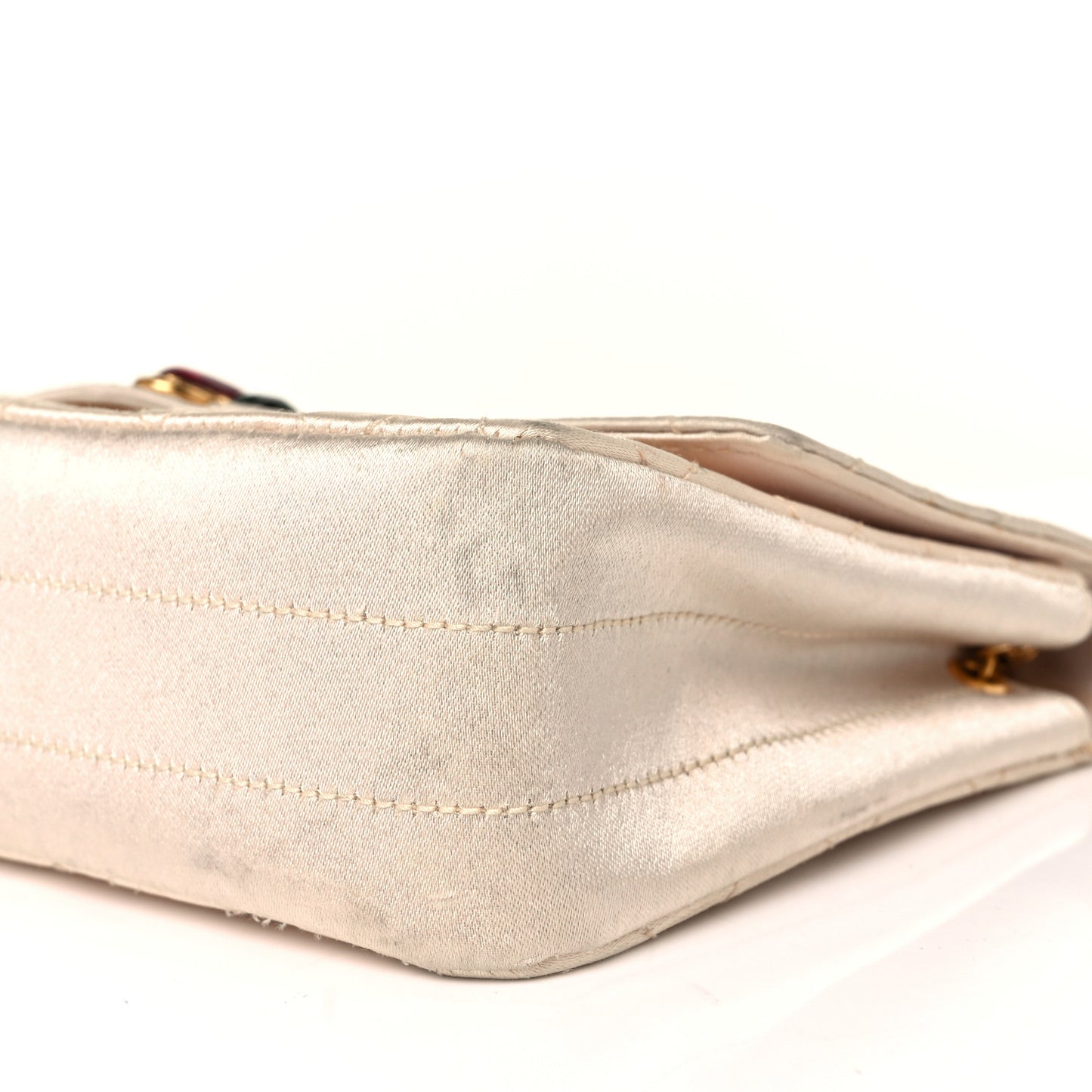 Satin Gripoix Quilted Small Flap Beige
