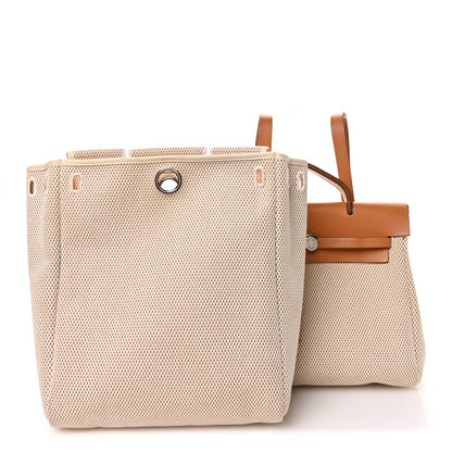 Hermes Toile Vache Calfskin Herbag 30 PM Backpack Natural 3 of 11