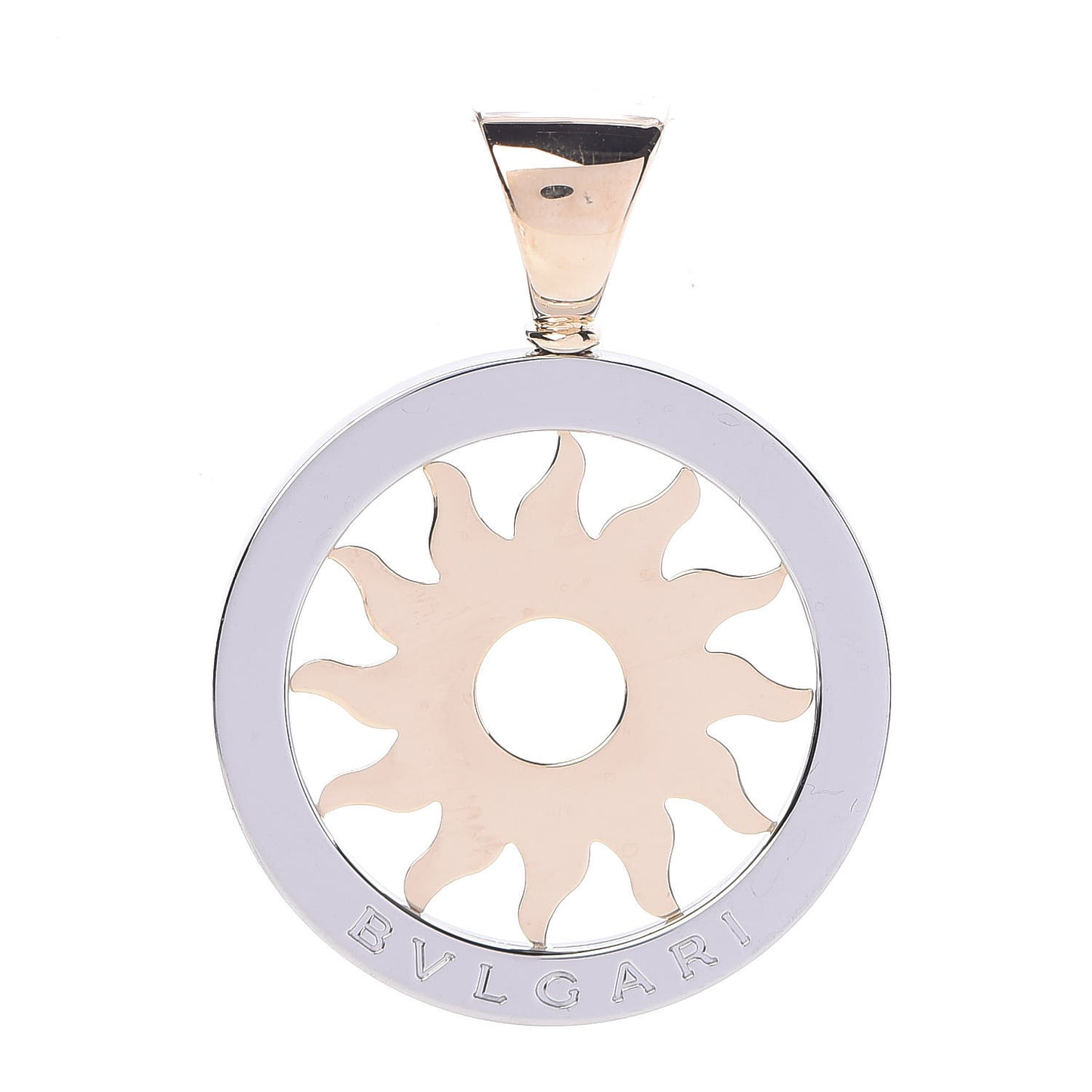 18K Yellow Gold Stainless Steel Tondo Sun Pendant