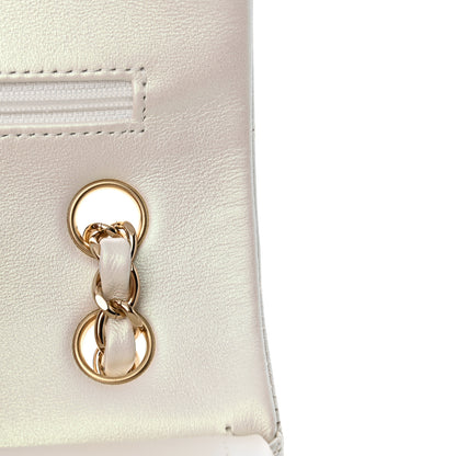 Chanel Iridescent Calfskin Quilted Medium Double Flap White 12 of 13