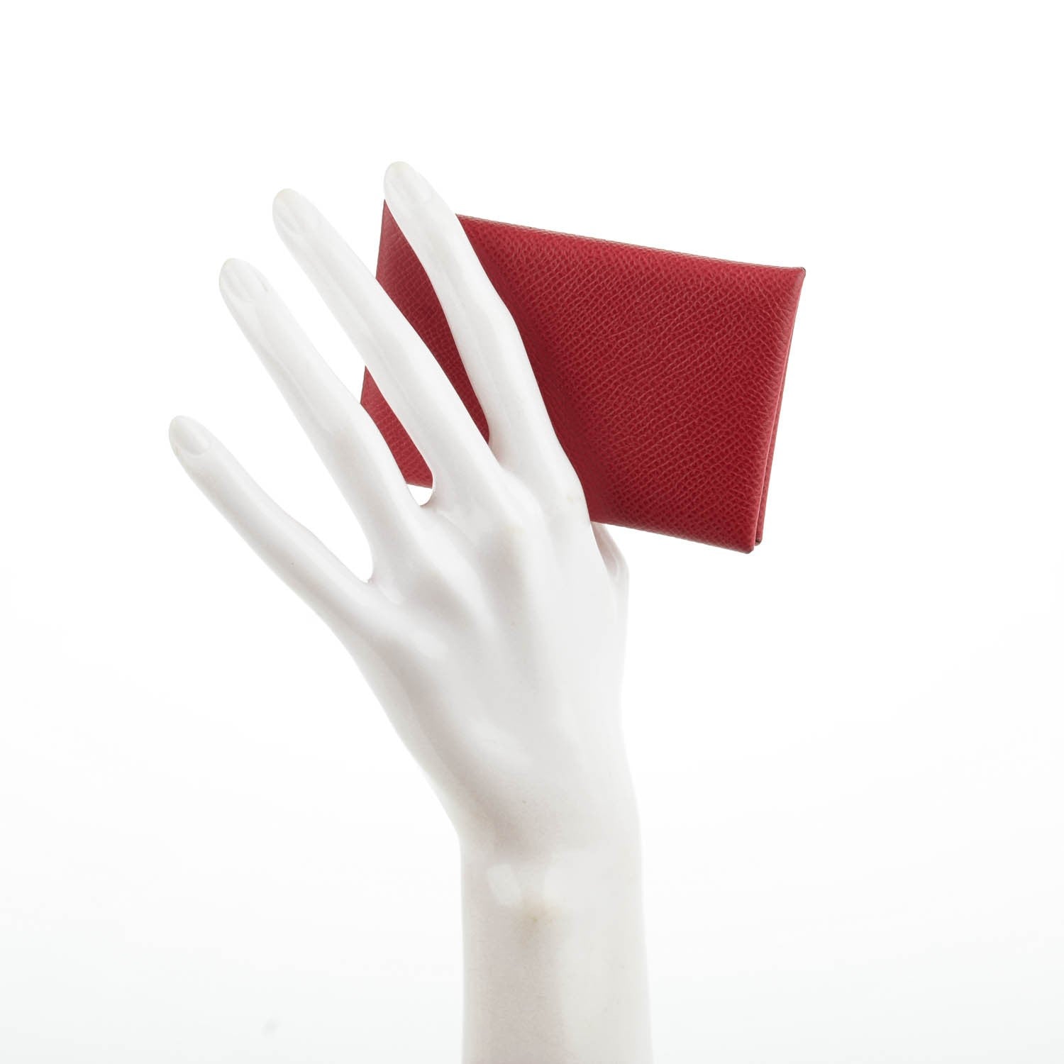 Hermes Epsom Calvi Card Case Rouge Garance 2 of 8