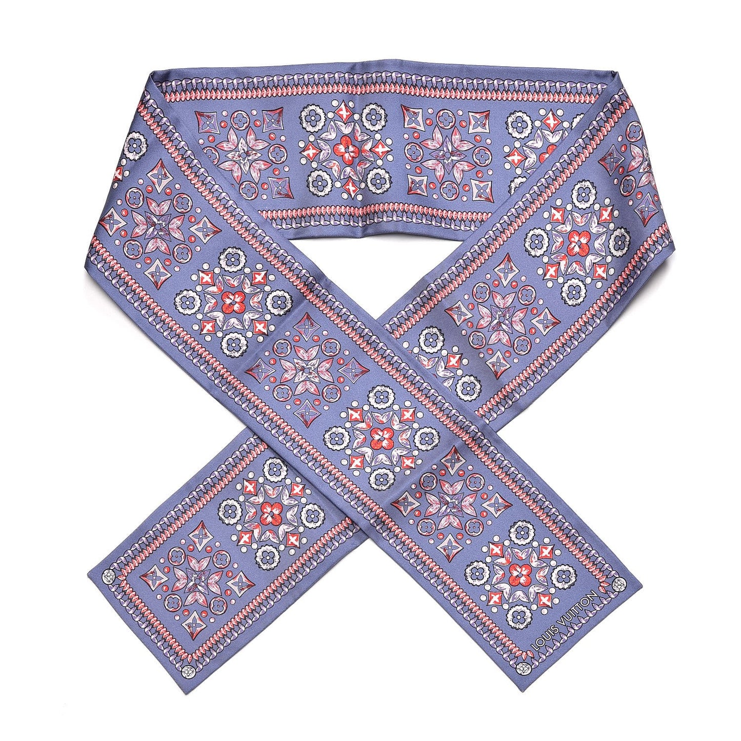 Silk Monogram Giant Lvrtual Flowers Bandeau Denim