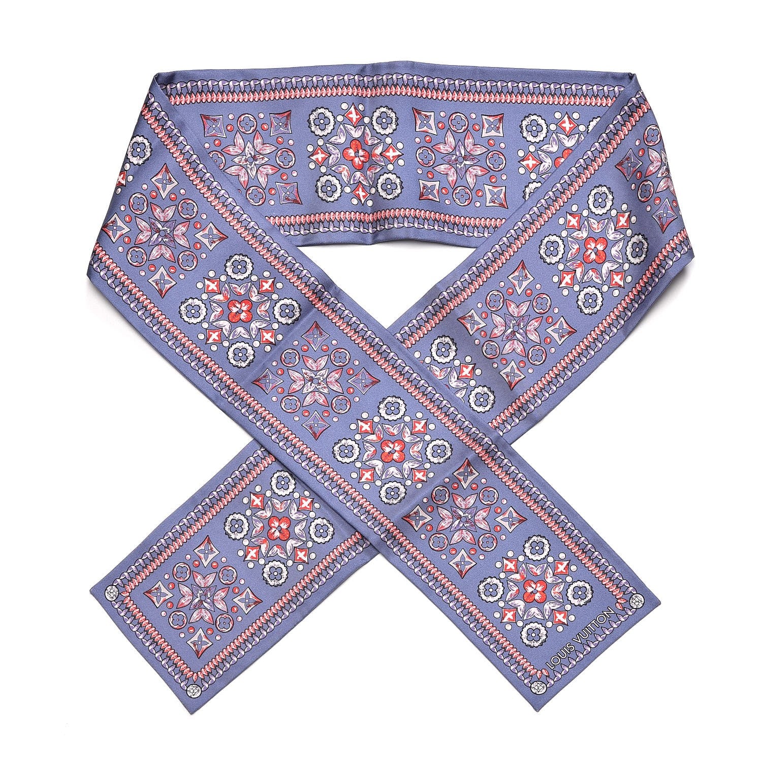 Louis Vuitton Silk Monogram Giant Lvrtual Flowers Bandeau Denim 1 of 3