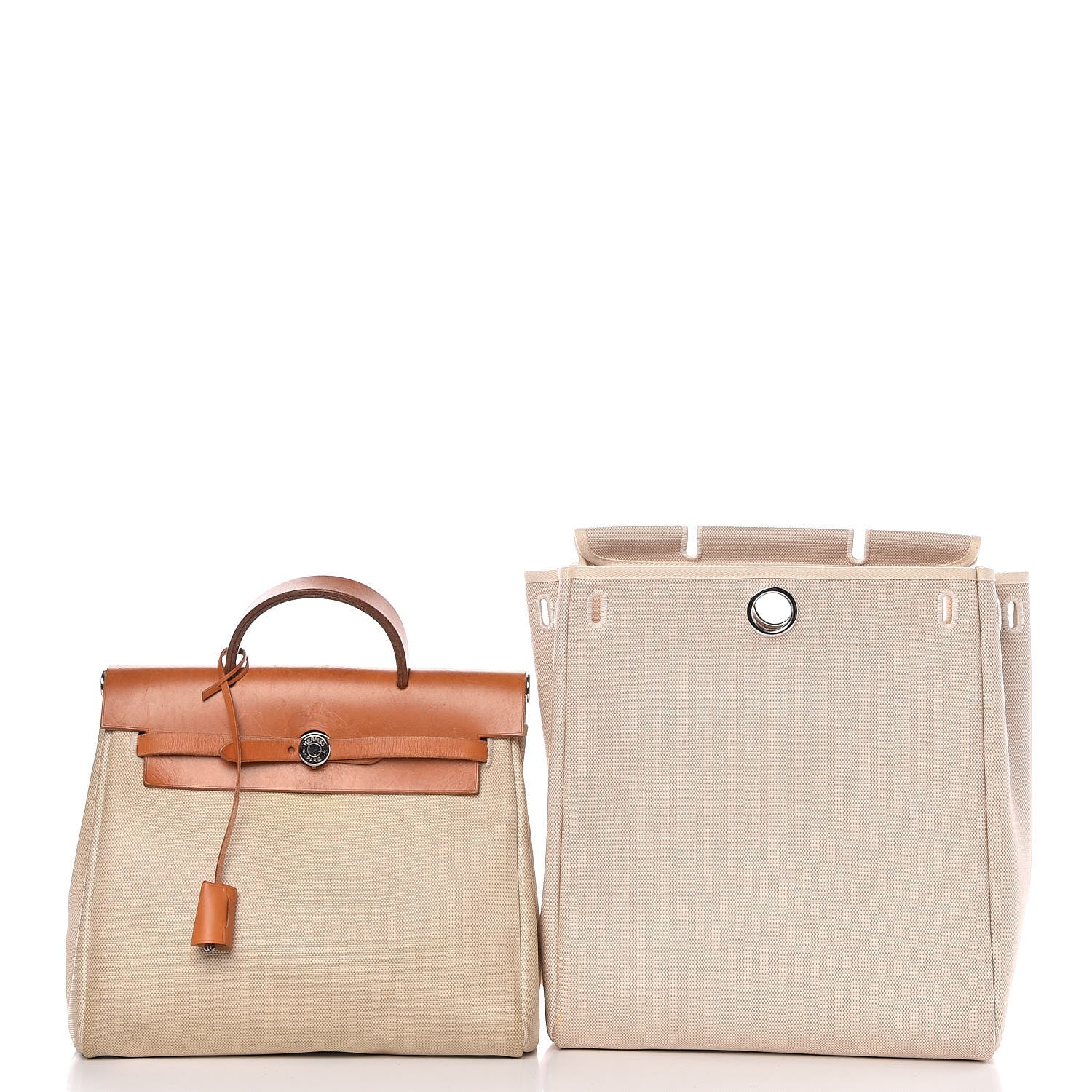 Hermes Toile Vache Calfskin Herbag 30 PM Backpack Natural 8 of 17
