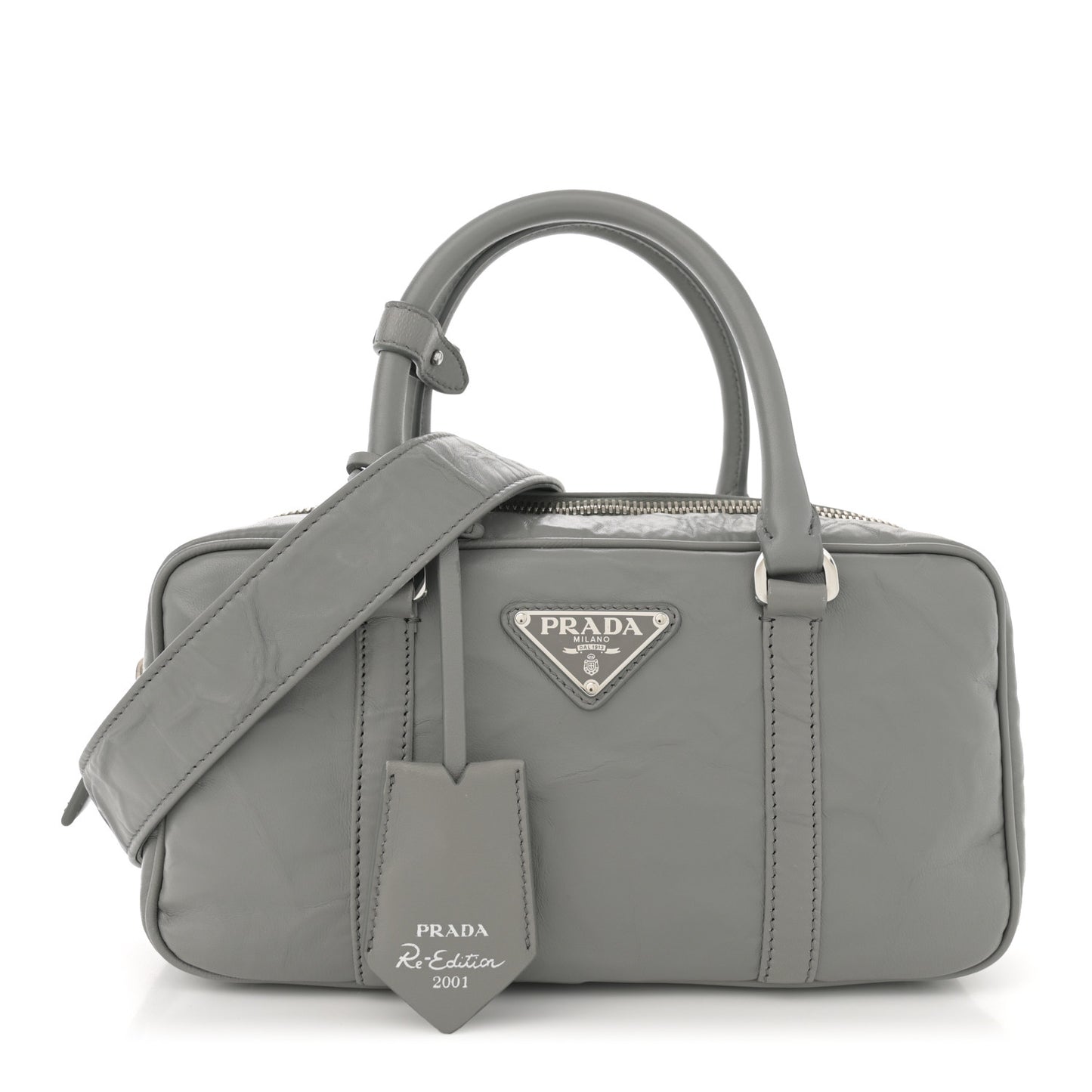Nappa Antique Small Re-Edition 2001 Two Handle Crossbody Bag Ardesia