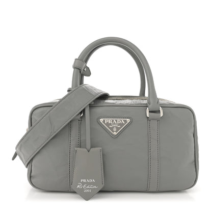 Prada Nappa Antique Small Re-Edition 2001 Two Handle Crossbody Bag Ardesia 1 of 15