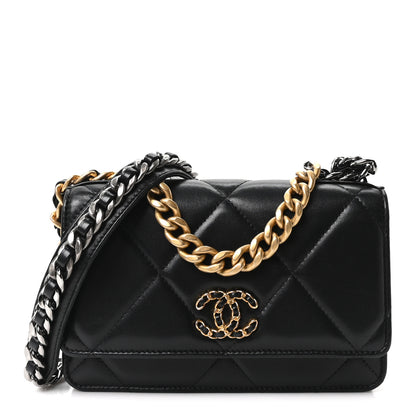 Chanel Lambskin Quilted Chanel 19 Wallet On Chain WOC Black 1 of 11