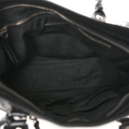 Balenciaga Agneau Classic Silver Hardware S City Logo Strap Black White Black White 6 of 11