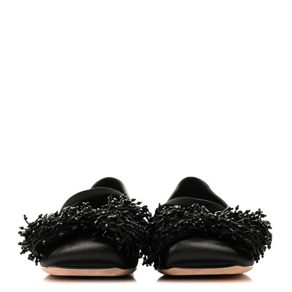 Valentino Garavani Satin Beaded Bowjane Mary Jane Ballerina Flats 37 Black 3 of 9