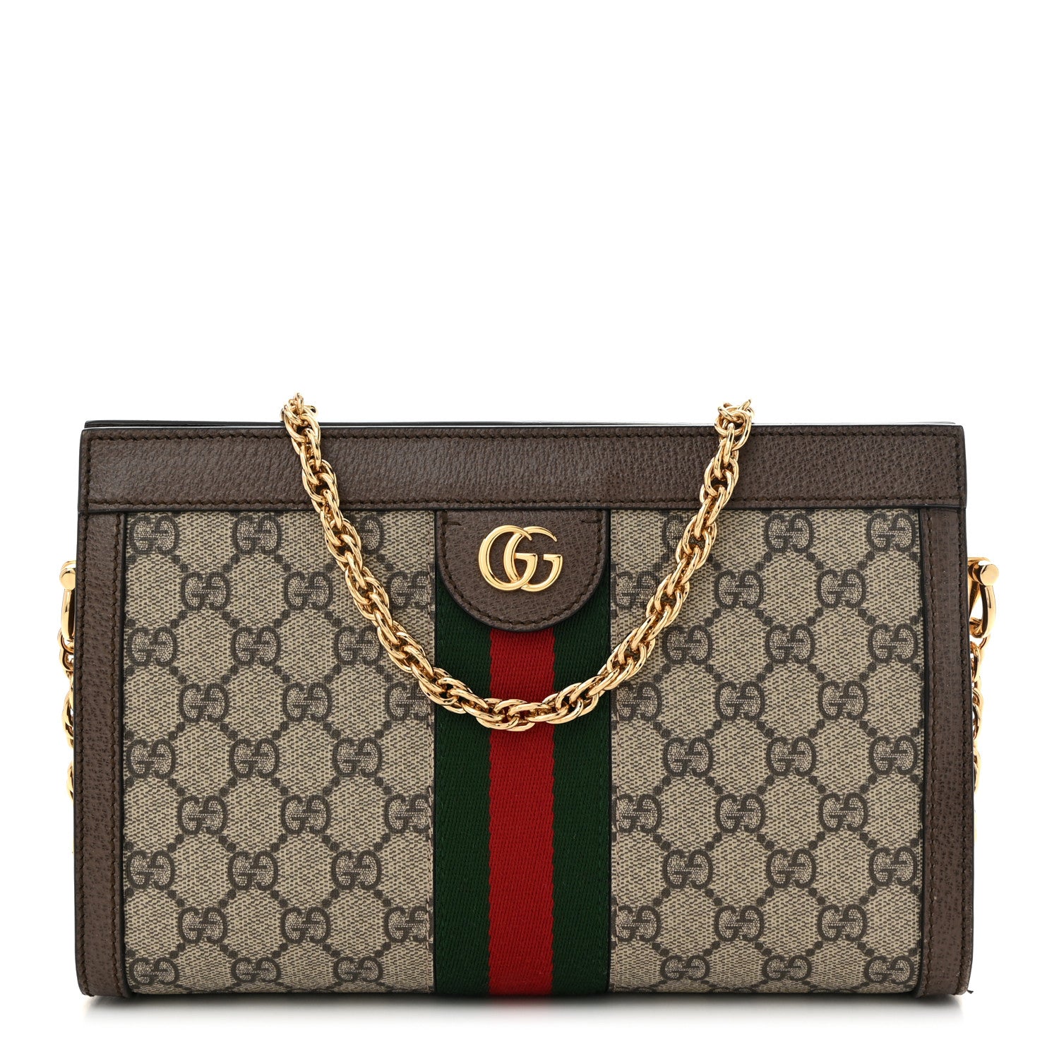 Gucci GG Supreme Monogram Web Small Ophidia Chain Shoulder Bag Brown 1 of 1