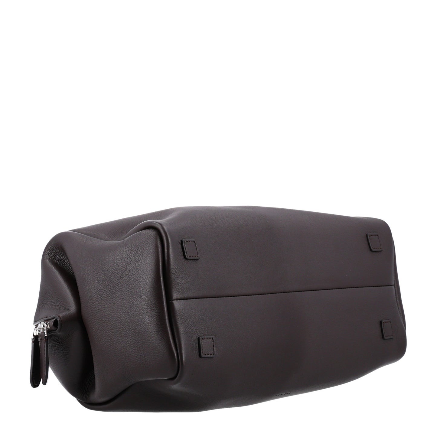 Grained Calfskin Faye Bowling Bag Dark Brown