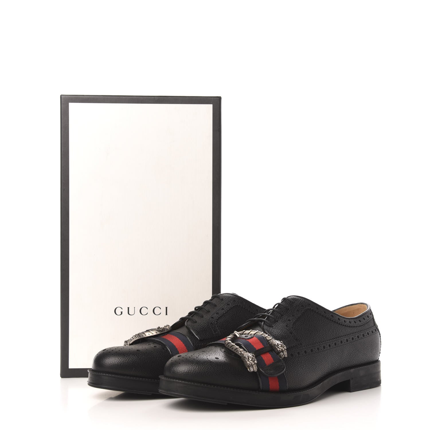 Gucci Pebbled Calfskin Dionysus Web Mens Martins Shoes 11 Black 8 of 8