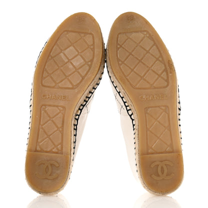 Chanel Lambskin Stitched CC Espadrilles 35 White Black 5 of 13
