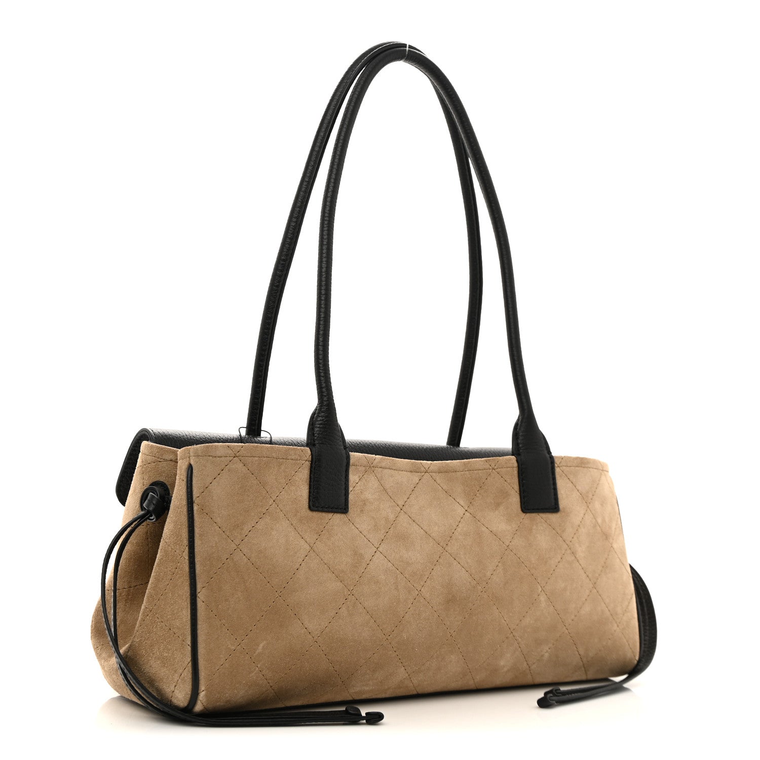 Chanel Grained Calfskin Suede Urban Essentials Small Shopping Bag Dark Beige Black 3 of 10