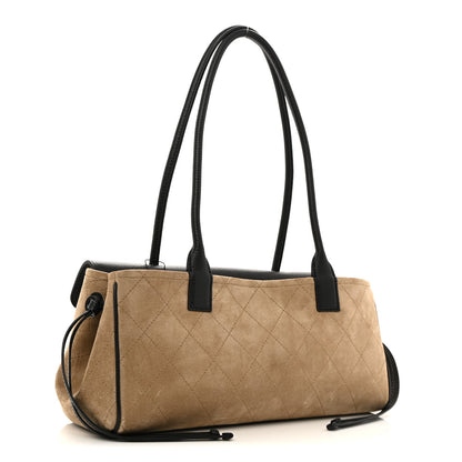 Chanel Grained Calfskin Suede Urban Essentials Small Shopping Bag Dark Beige Black 3 of 10