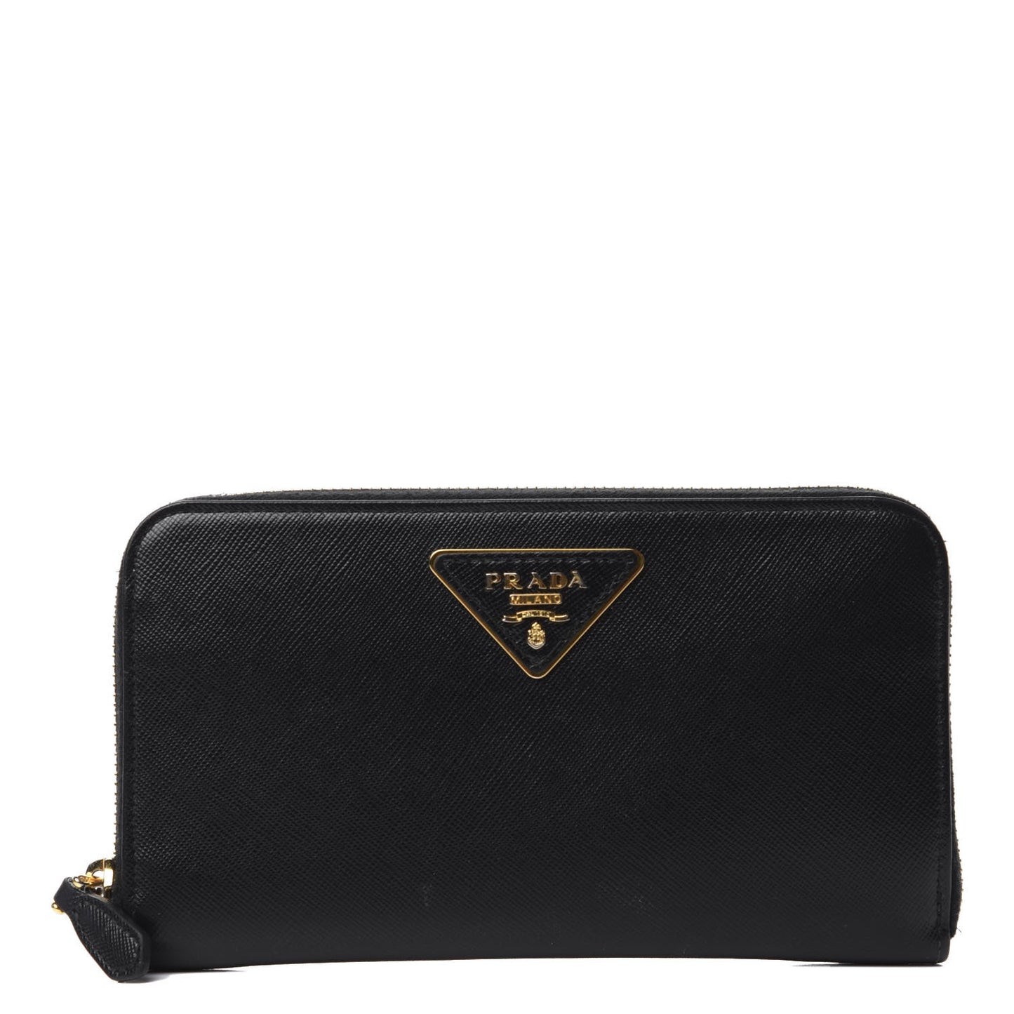 Saffiano Triangle Zip Around Wallet Black