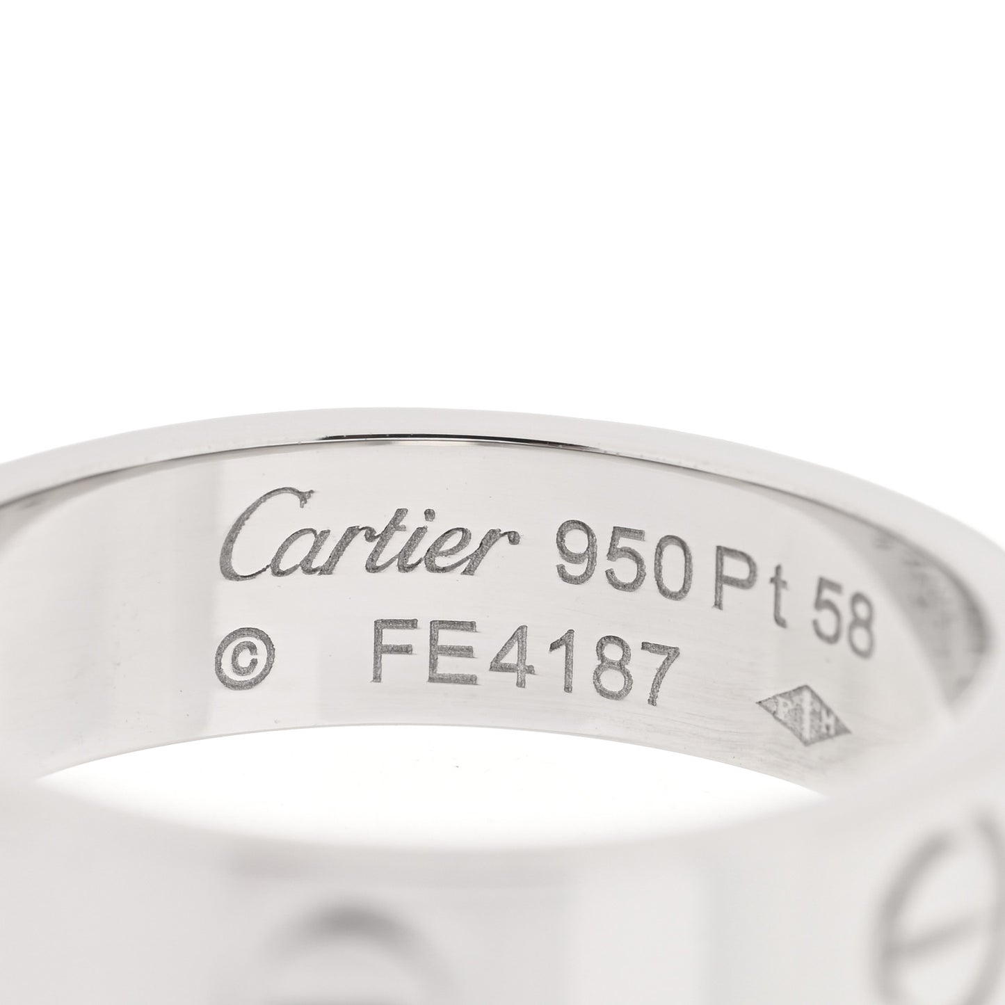 Platinum 5.5mm LOVE Ring 58 8.25