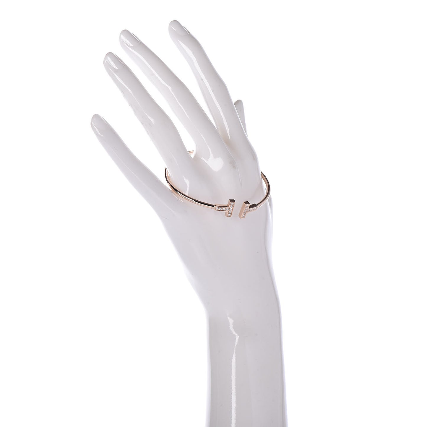 18K Rose Gold Diamond T Wire Bracelet