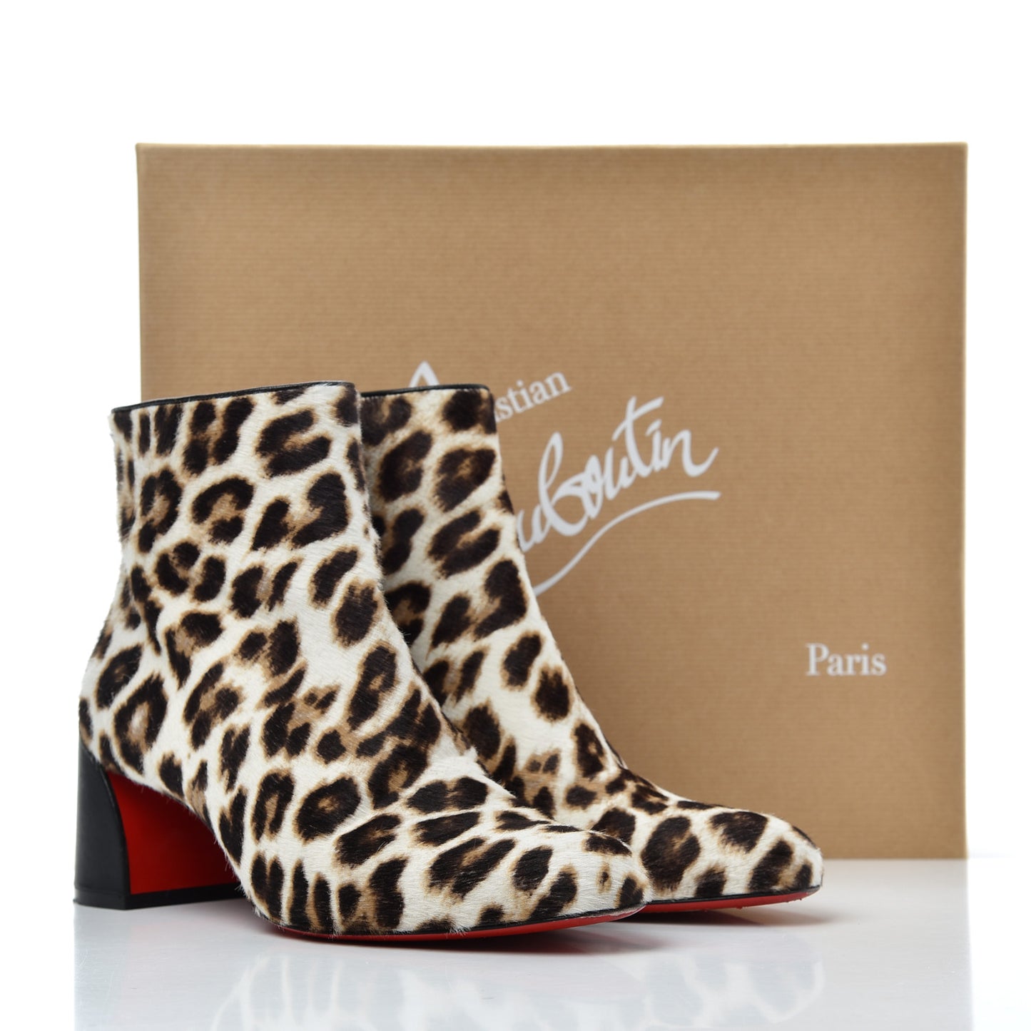 Pony Hair Leopard Turela 55 Ankle Boots 37.5 Black White