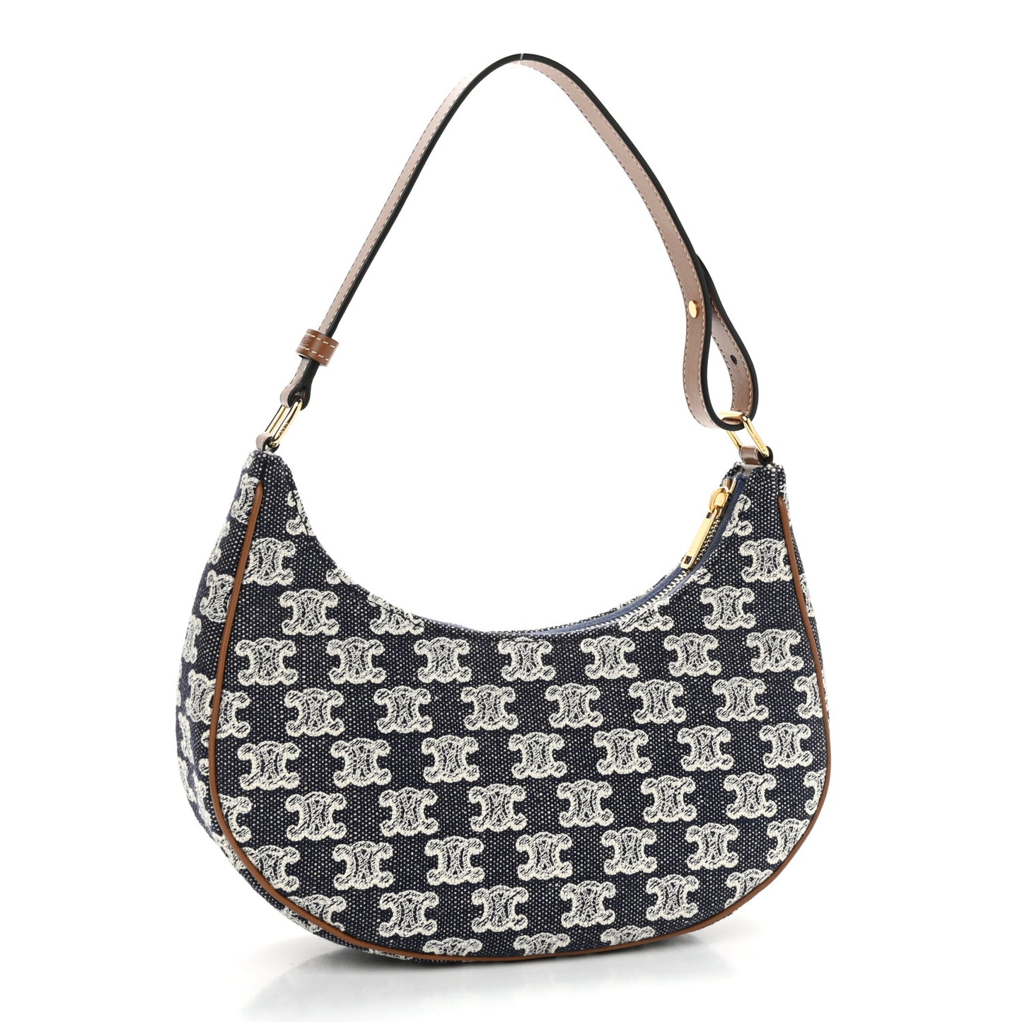 Canvas Calfskin Ava Triomphe Shoulder Bag Blue