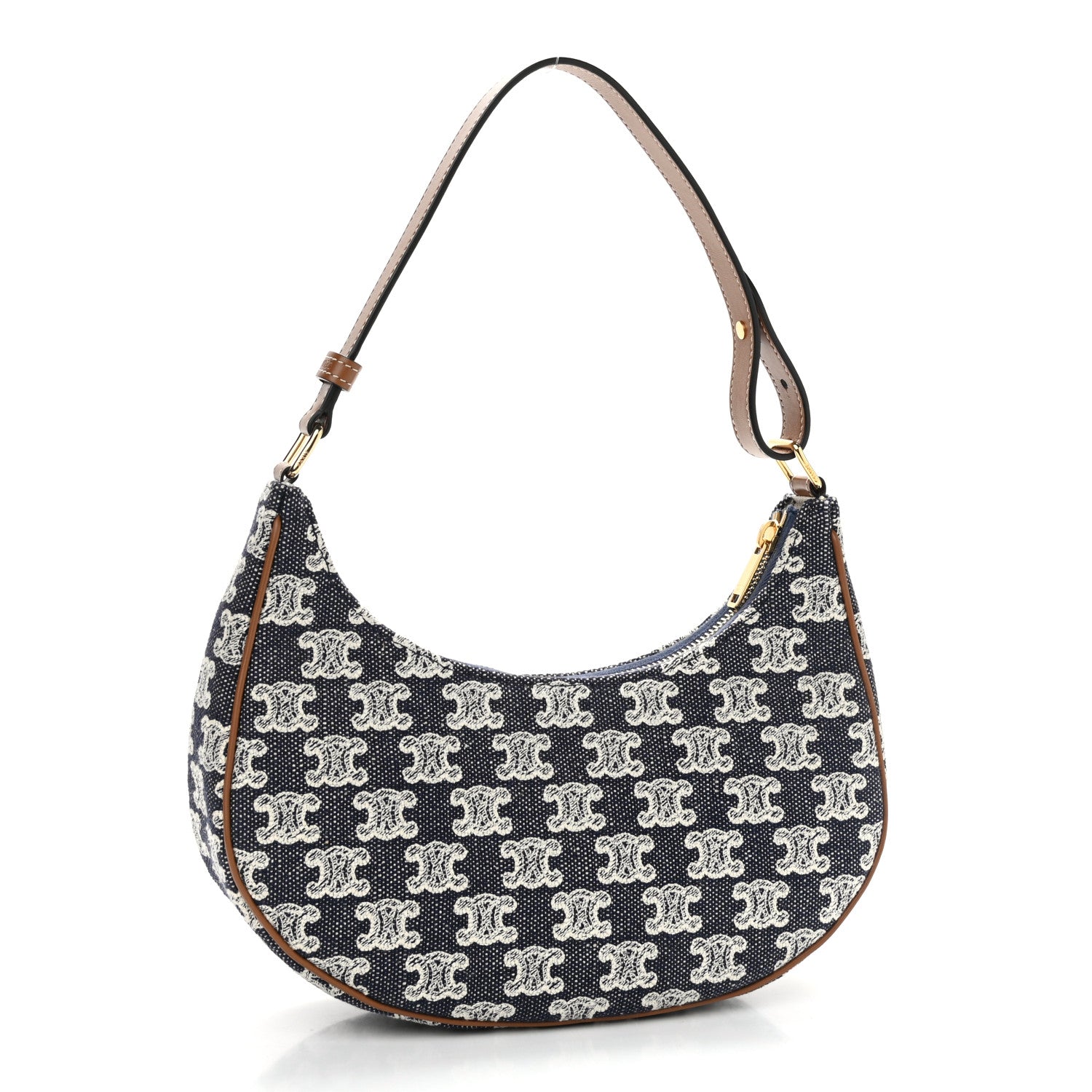 Celine Canvas Calfskin Ava Triomphe Shoulder Bag Blue 3 of 10