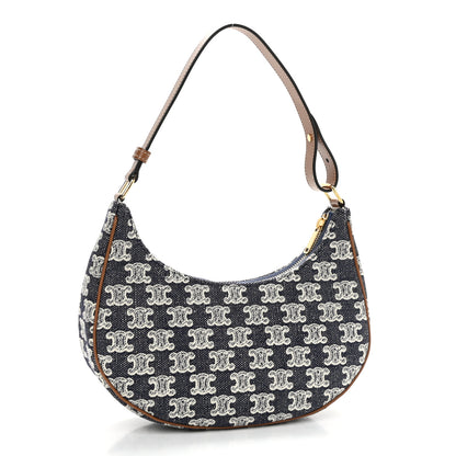 Celine Canvas Calfskin Ava Triomphe Shoulder Bag Blue 3 of 10