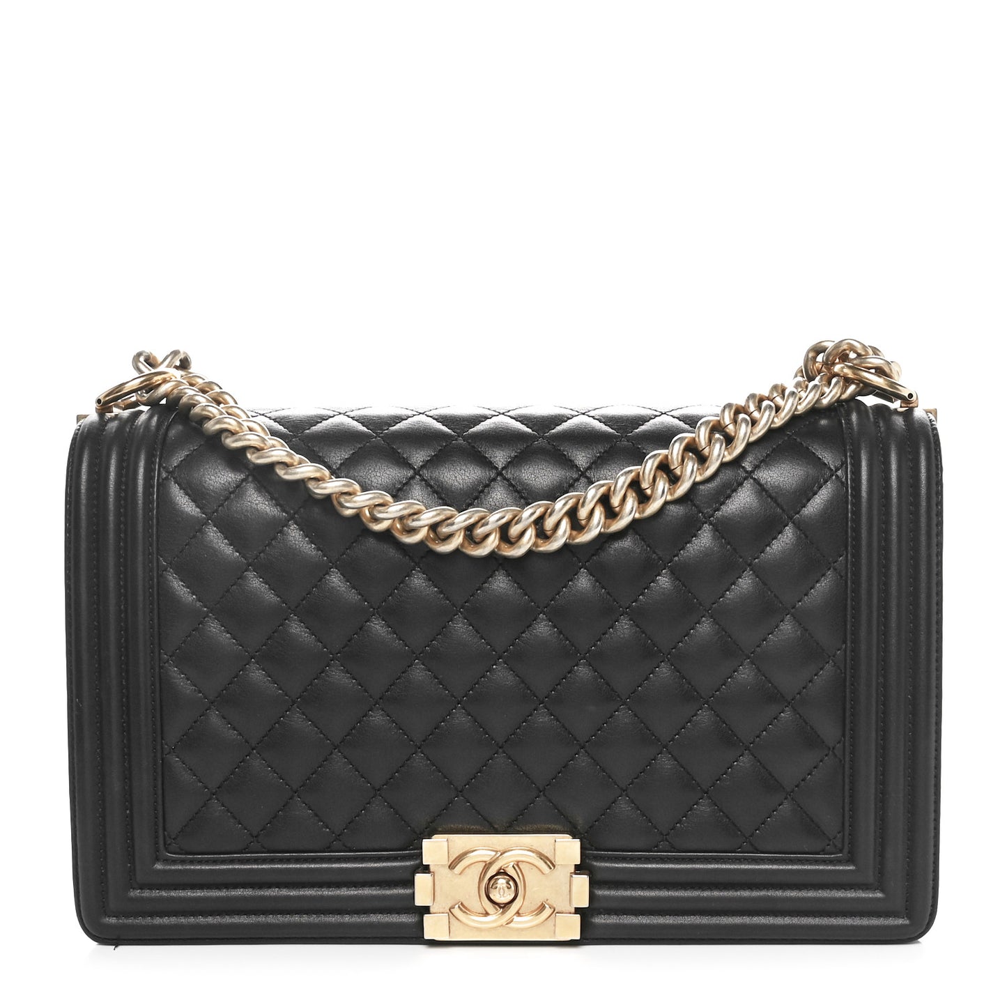 Lambskin Quilted Medium Boy Flap Black