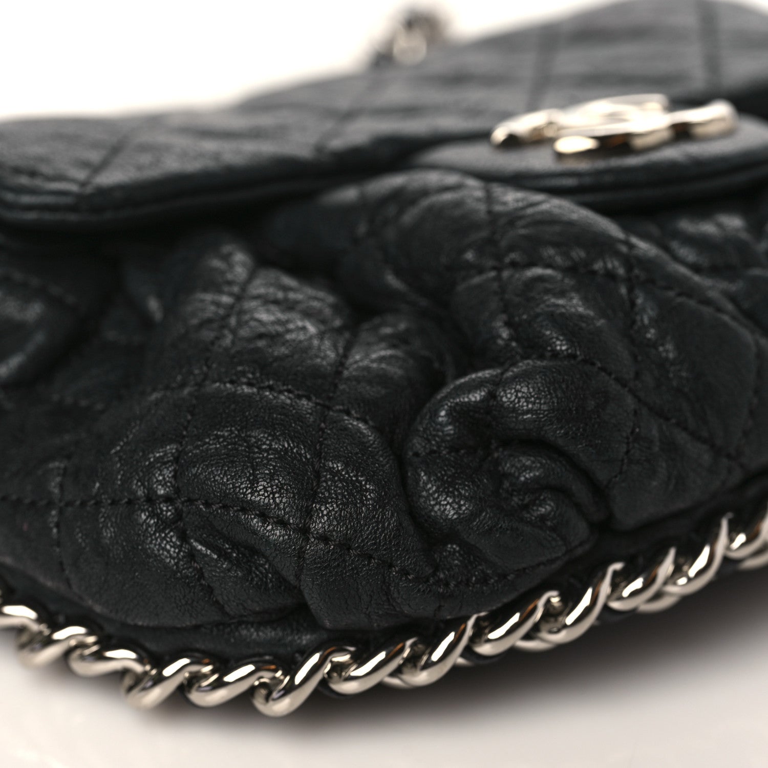 Chanel Washed Lambskin Quilted Mini Chain Around Flap Black 8 of 10