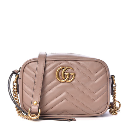 Gucci Calfskin Matelasse Mini GG Marmont Chain Shoulder Bag Porcelain Rose 1 of 9