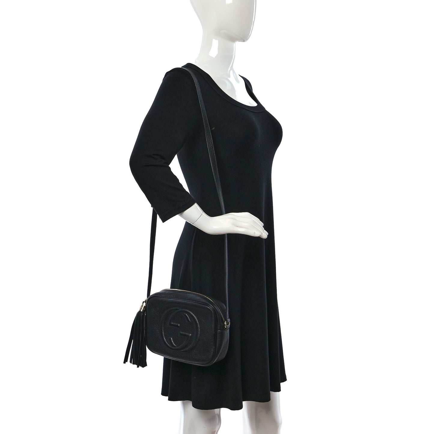 Pebbled Calfskin Small Soho Disco Bag Black