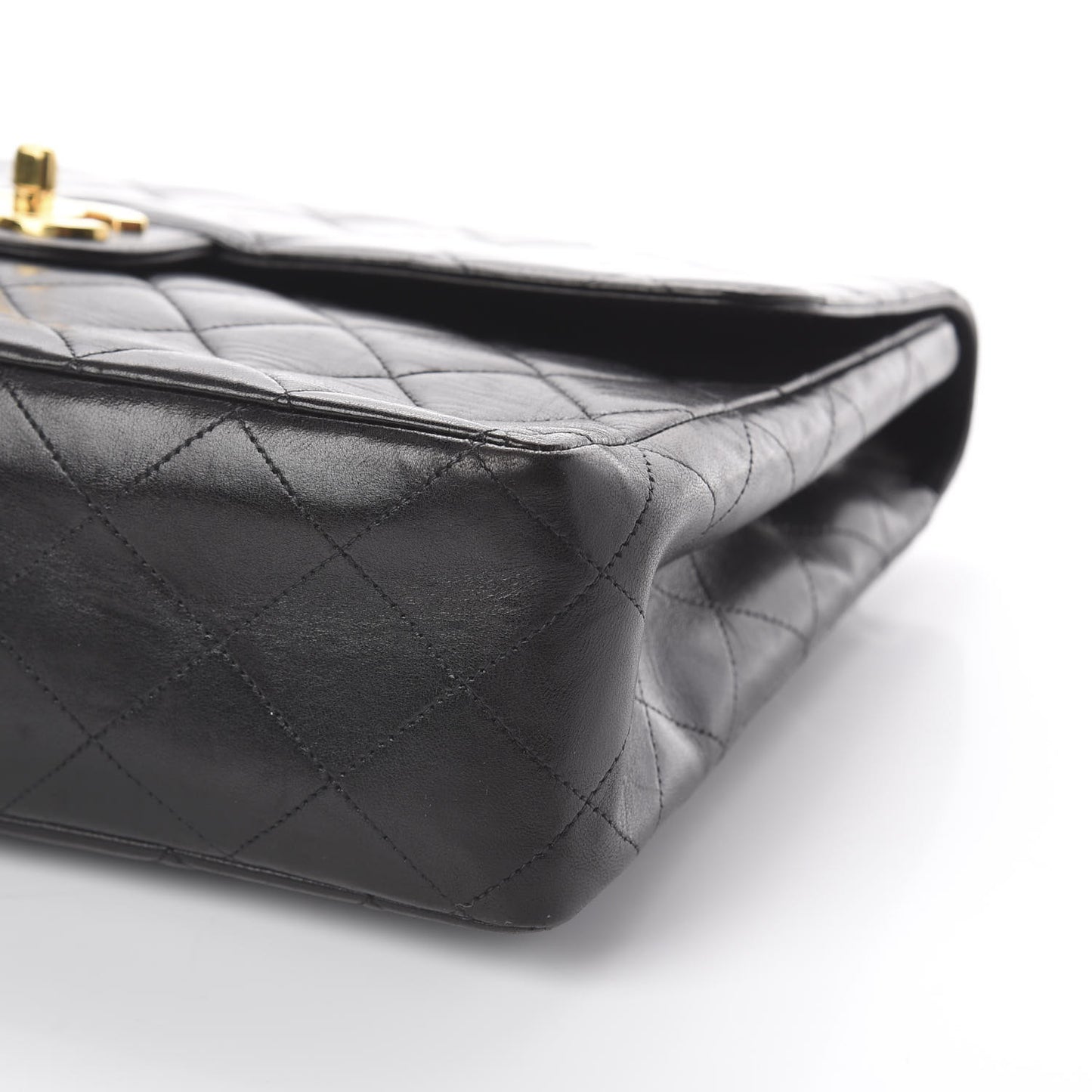 Lambskin Quilted Jumbo Single Flap Black