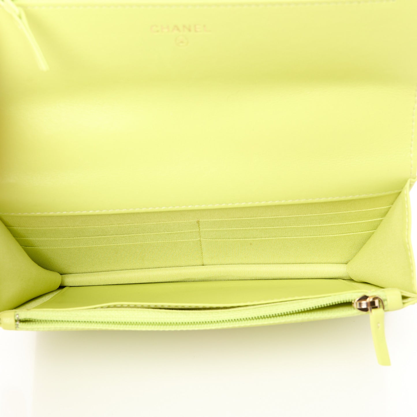 Shiny Lambskin Quilted Chanel 19 Wallet On Chain WOC Neon Yellow
