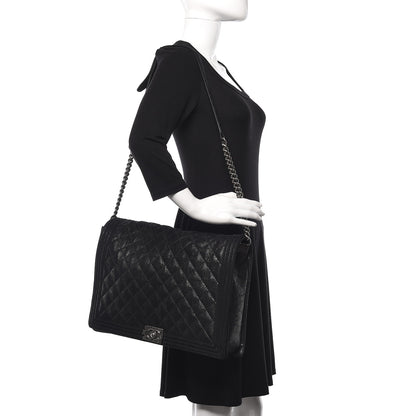 Chanel Iridescent Calfskin Quilted XL Gentle Boy Flap Black 2 of 11