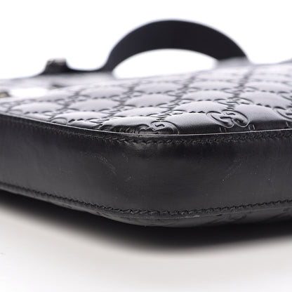 Gucci Guccissima Signature Medium Flat Messenger Bag Black 9 of 13